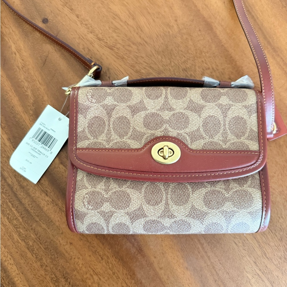COACH Kiplock Crossbody in Signature Canvas B4/Tan Rust C4204 NWT OS